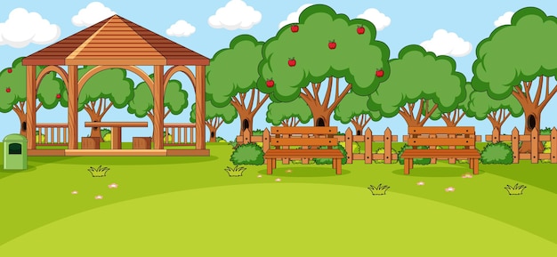 Free Vector horizontal scene with pavillion in the park