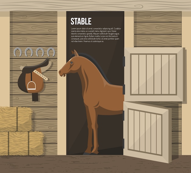 Free vector horse breeding farm stable stall poster