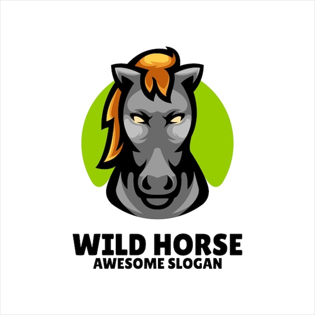 Free Vector horse head mascot illustration logo design