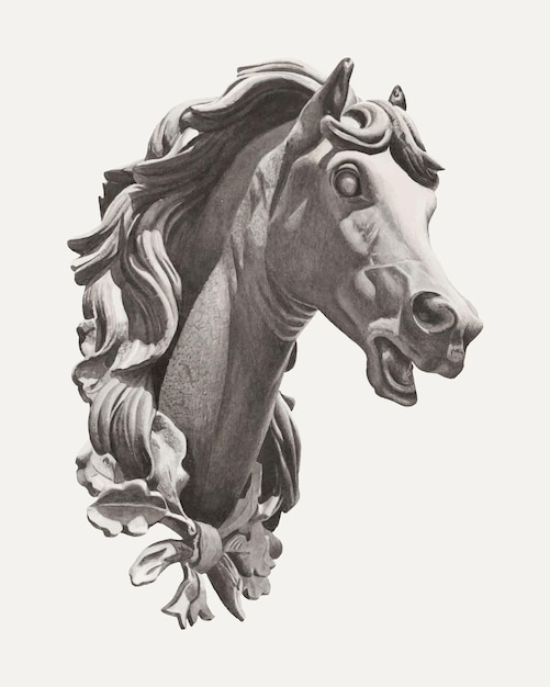 Horse&#39;s head vector vintage illustration, remixed from the artwork by Albert Ryder