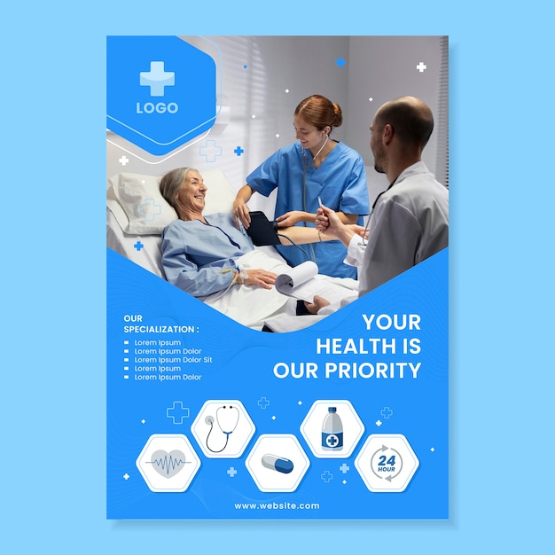 Free Vector hospital  care poster template