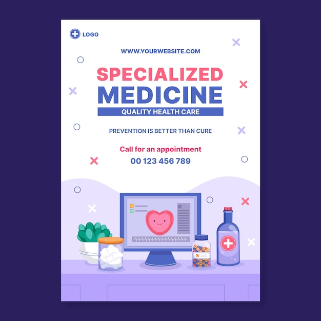 Free Vector hospital care poster template