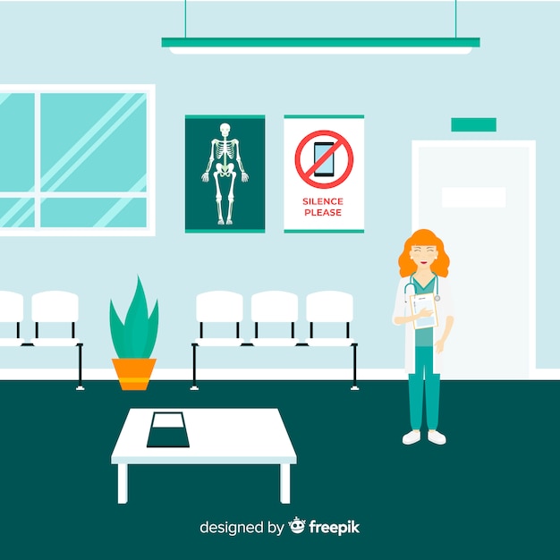 Free Vector hospital reception with flat design