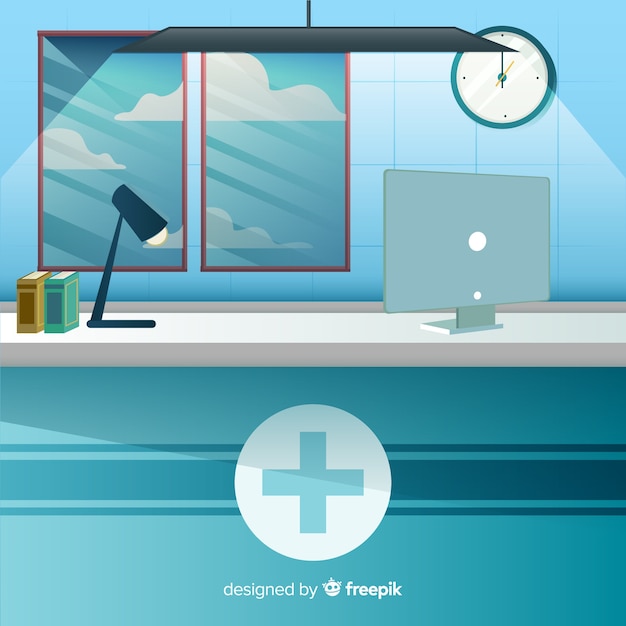 Hospital reception with flat design