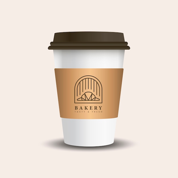 Hot drink paper cup with mockup sleeve vector