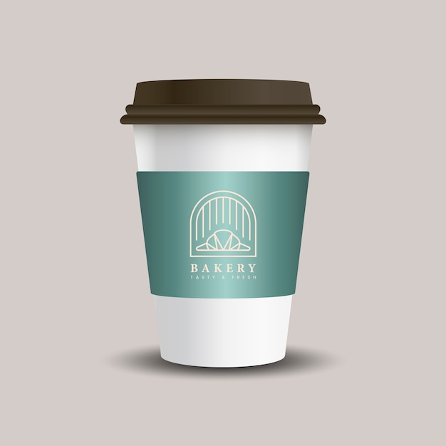 Free Vector hot drink paper cup with mockup sleeve vector