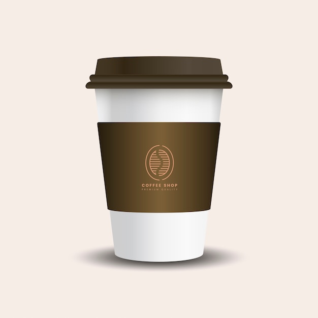 Hot drink paper cup with mockup sleeve vector