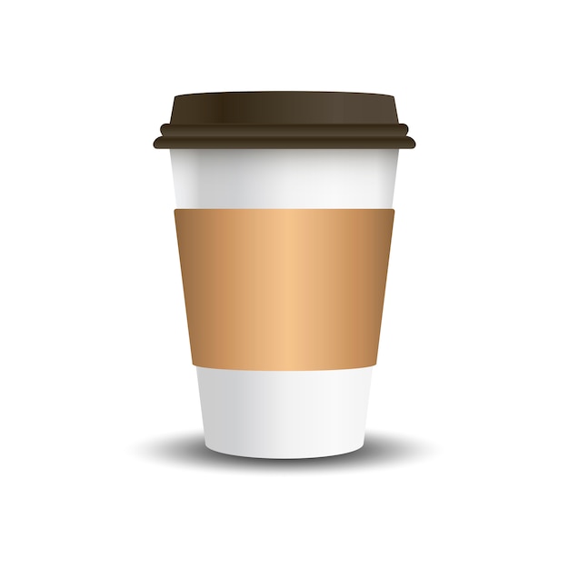 Free Vector hot drink paper cup with mockup sleeve vector