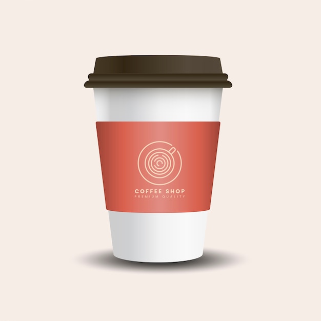 Free Vector hot drink paper cup with mockup sleeve vector