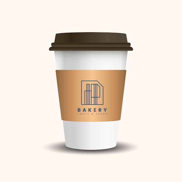 Free Vector hot drink paper cup with mockup sleeve