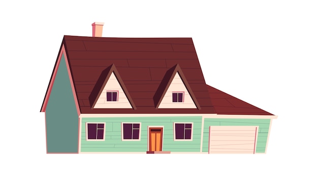 House building, cartoon illustration