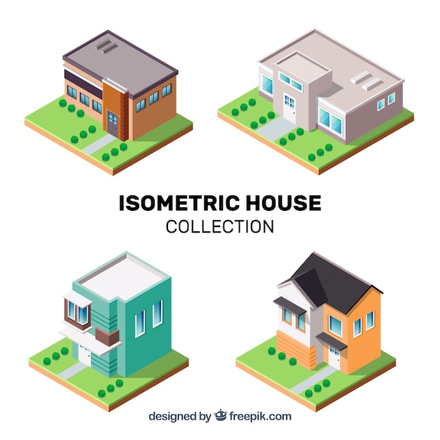 Free Vector house collection in isometric style