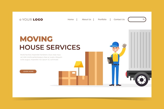 Free vector house moving services landing page