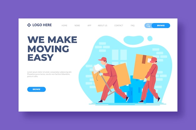 Free vector house moving services - landing page