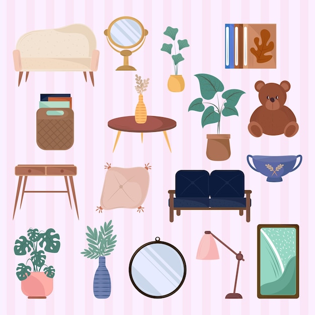 house stuff icons set style