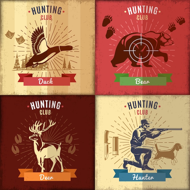 Free Vector hunting club label set