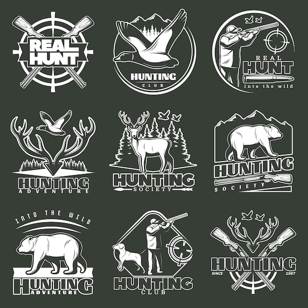 Free vector hunting club logo set