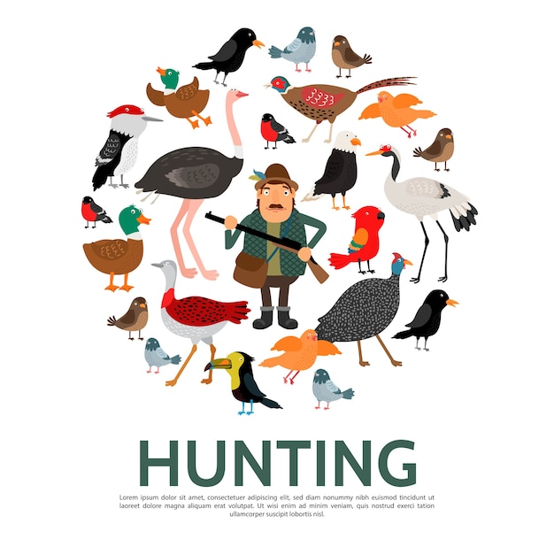 Free vector hunting elements template in flat style