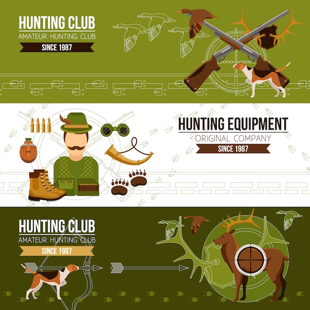 Free Vector hunting horizontal banners