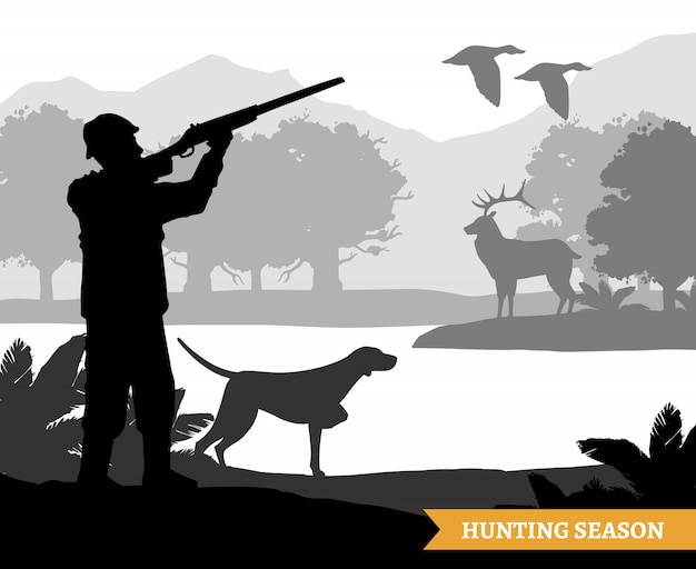 Free vector hunting silhouette illustration