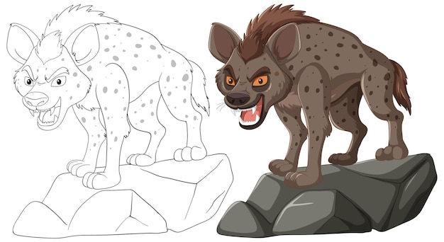 Free Vector hyena illustration from sketch to color