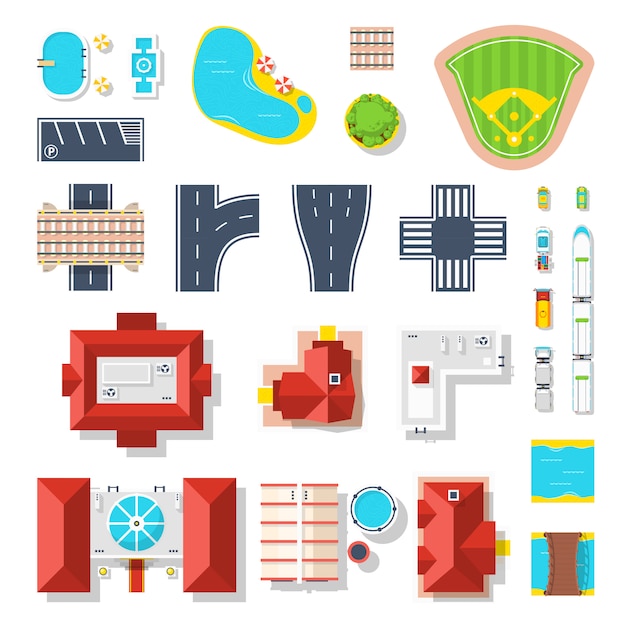 Free Vector icon set of city elements