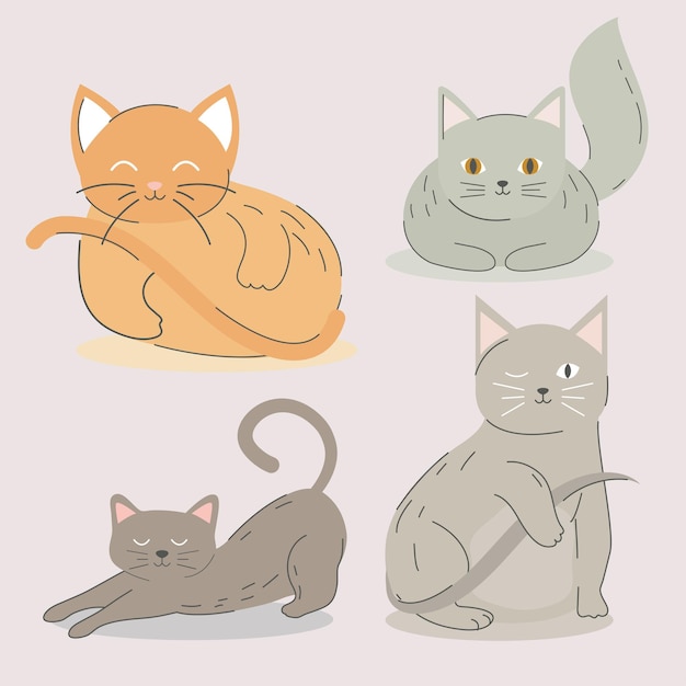 icons collection cute cats animal