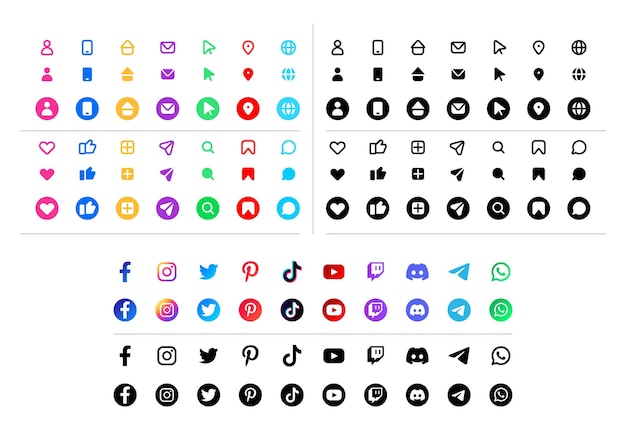 Free vector icons and social media logos collection for business cards and webs