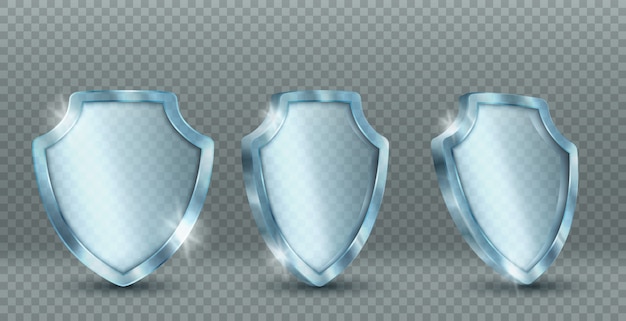 icons of transparent glass shield