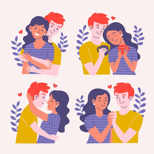 Free Vector illustrated boyfriend and girlfriend