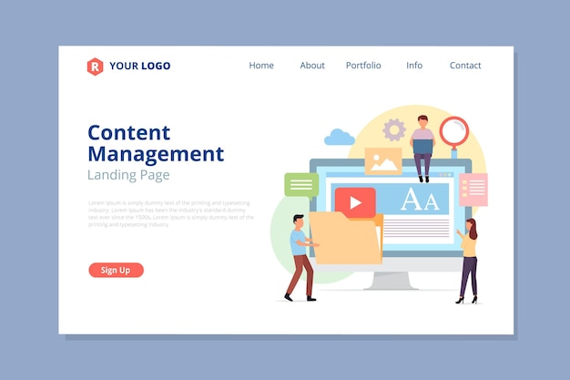 Free vector illustrated content management system landing page