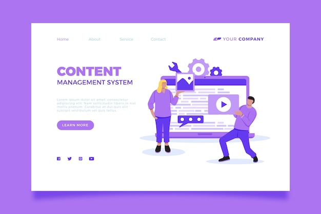 Free vector illustrated content management system landing page