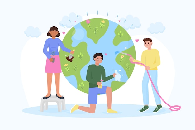 Free Vector illustrated save the planet people concept