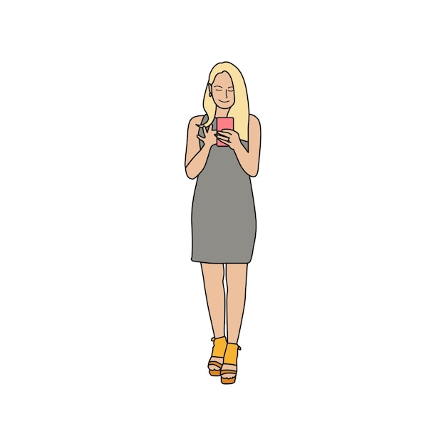 Free Vector illustrated woman using mobile phone