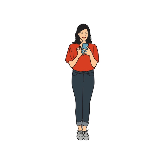 Free Vector illustrated woman using mobile phone