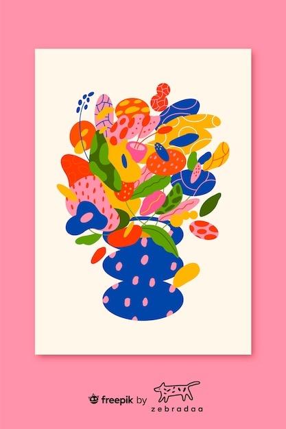 Free vector illustration of abstract vase with flowers
