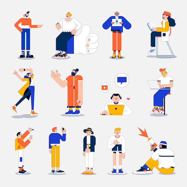 Free vector illustration of diverse people on social media