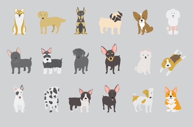 Free Vector illustration of dogs collection