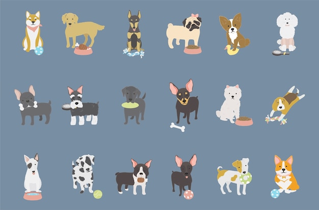 Free Vector illustration of dogs collection