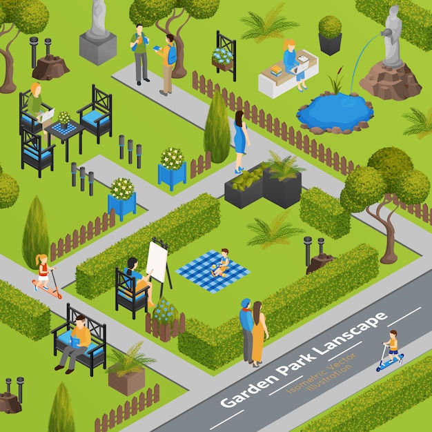 Free Vector illustration of garden park landscape