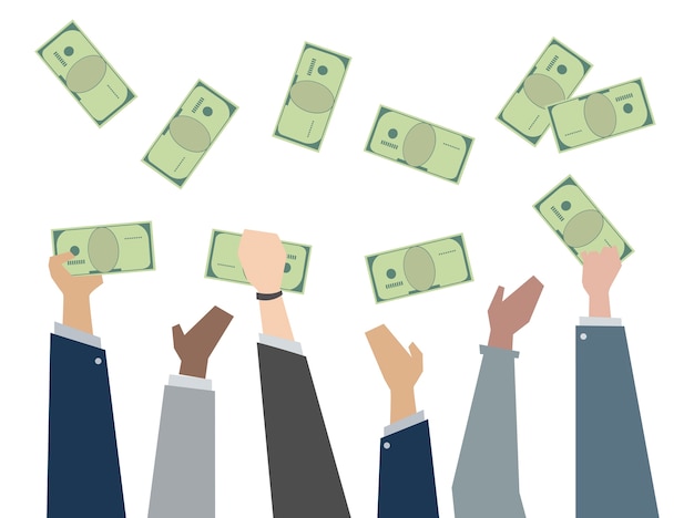 Free Vector illustration of hands holding paper money