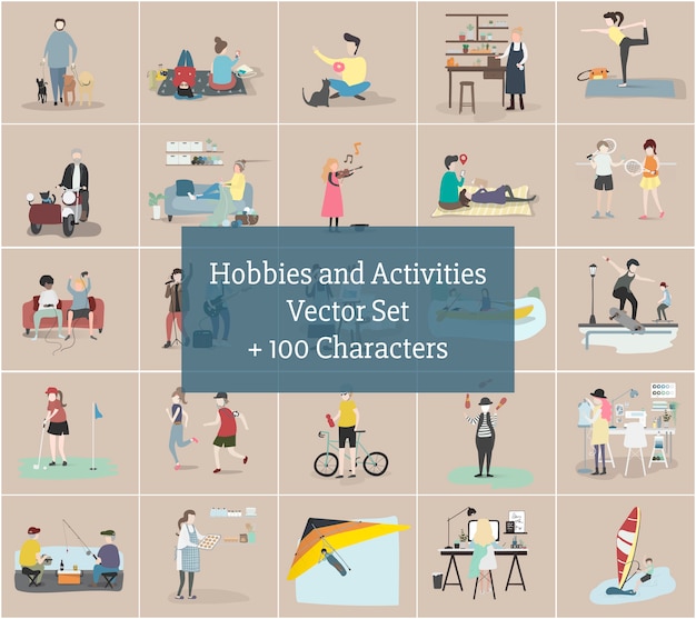 Free Vector illustration of human hobbies and activities