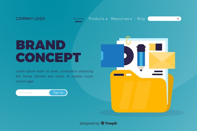 Free Vector illustration for landing page with brand concept