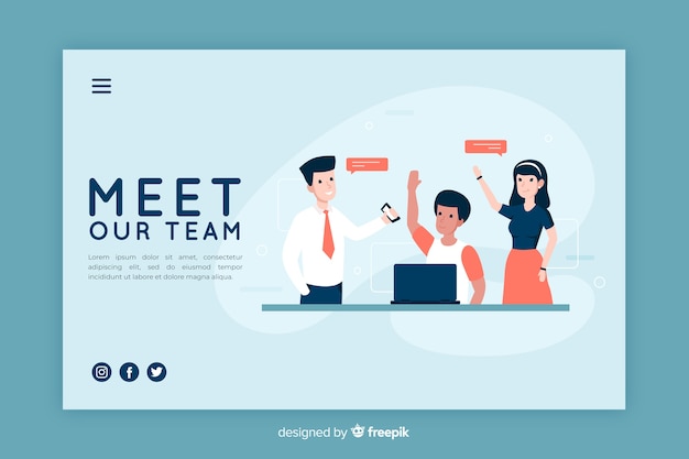 Free Vector illustration for landing page with meet our team concept