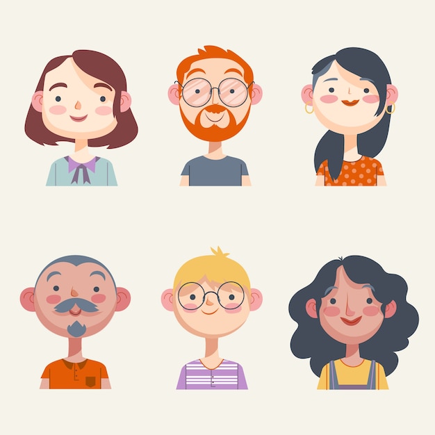 Illustration pack of people avatars