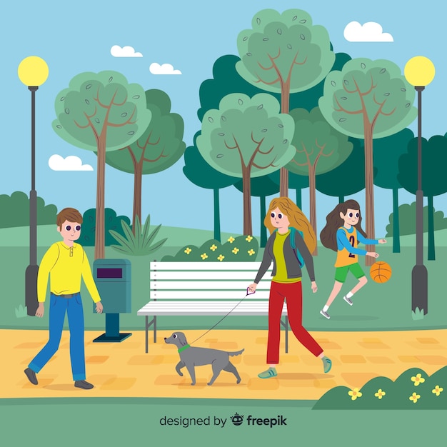 Free vector illustration of people in the park