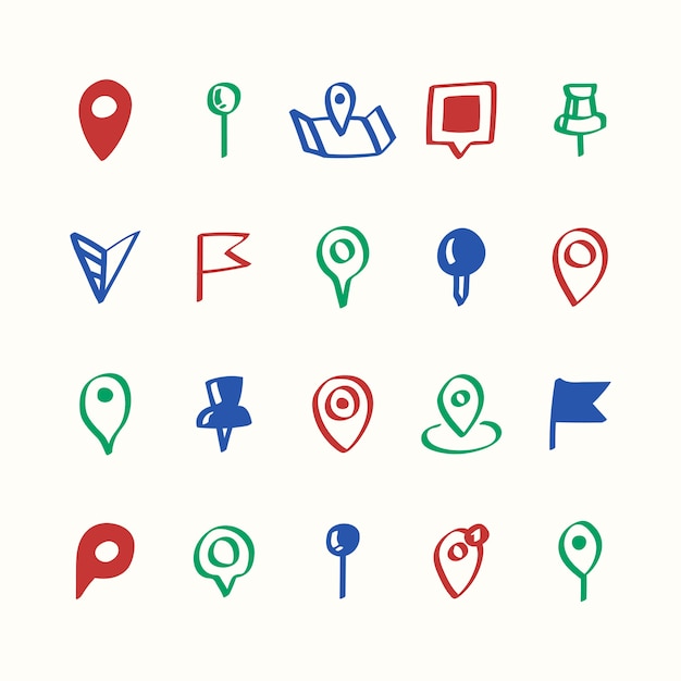 Free vector illustration set of map pin icons