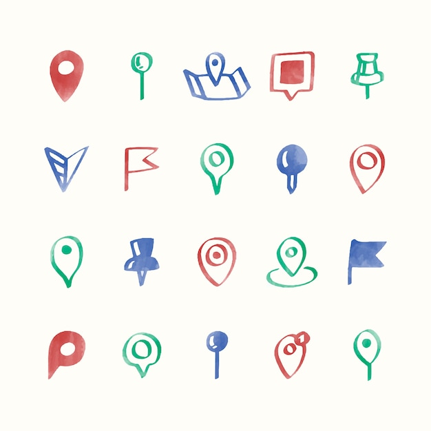 Free vector illustration set of map pin icons