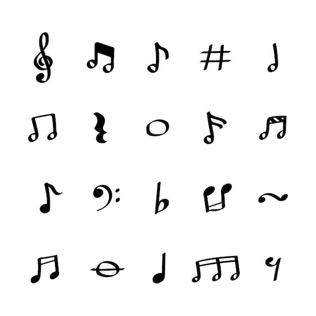 Free Vector illustration set of music note icons