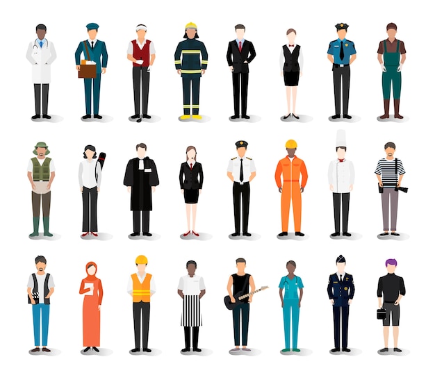 Free vector illustration vector of various careers and professions